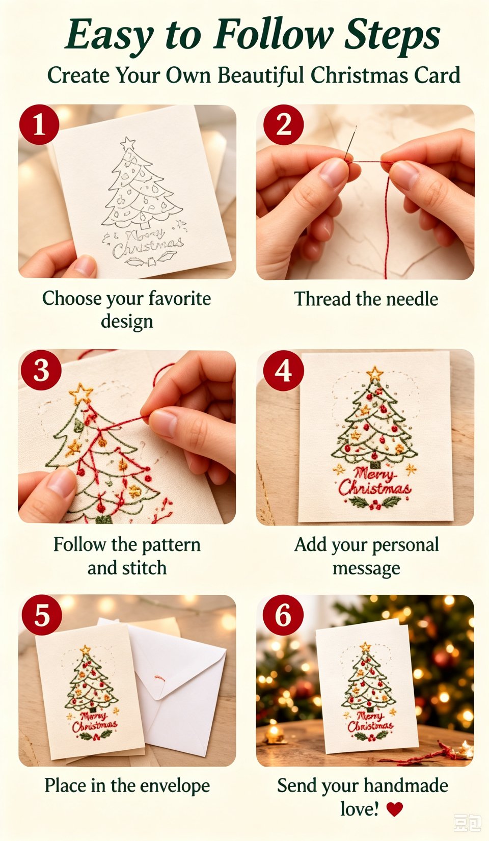 🌲 Christmas Hand Embroidery Card DIY Kit | Stitch Your Way Into the Christmas Spirit ✨ 🎁