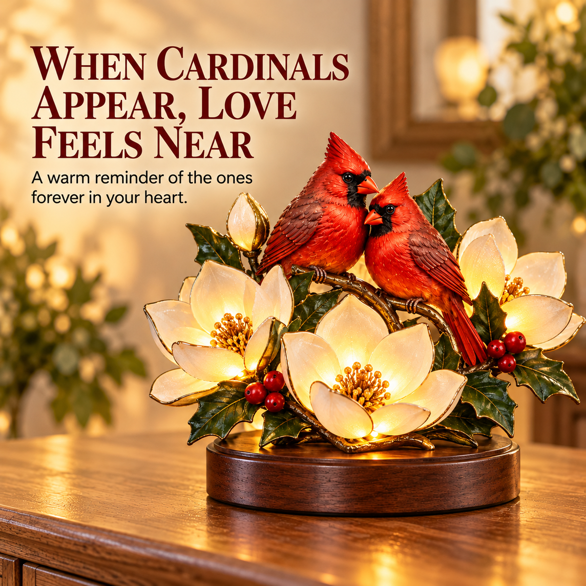 ✨Cardinal Whispers™ – Red Cardinal Floral Blessing Keepsake Figurine