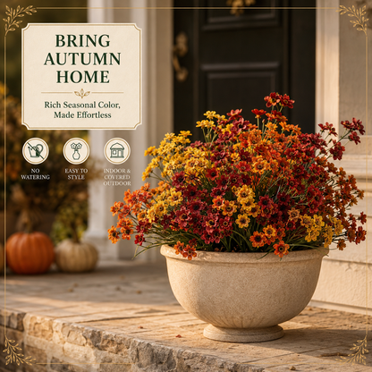 Artificial  Fall Flowers Faux Mums for Outdoor Planters