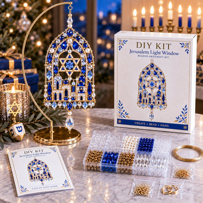 🧘Relaxing & Beginner-Friendly —💙Hanukkah Crystal Beaded Ornament DIY Kit✨