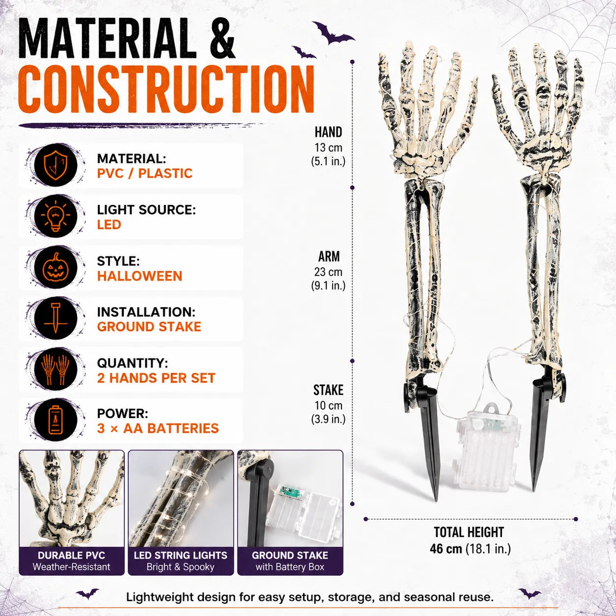 💀Skeleton Hand Lights — Give Your Halloween Path a Spooky Glow!🎃✨