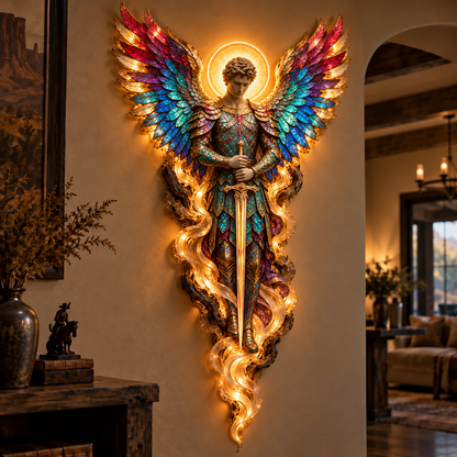 🕊️ Wings of Grace – Illuminated Angel Wall Art ✨