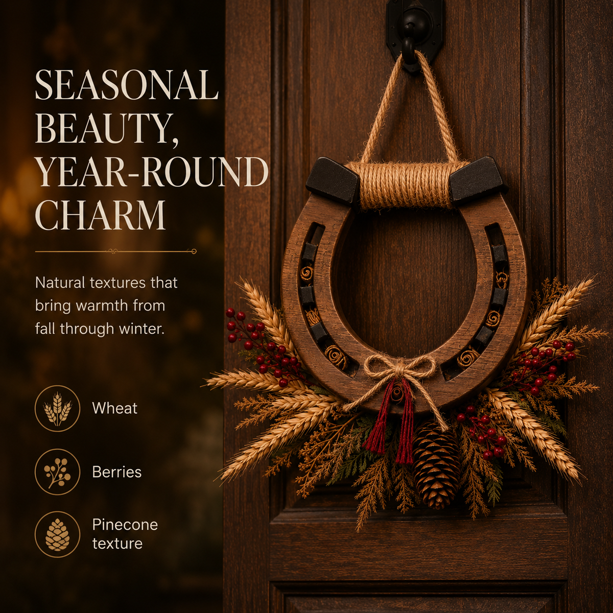 Seasonal horseshoe wreath