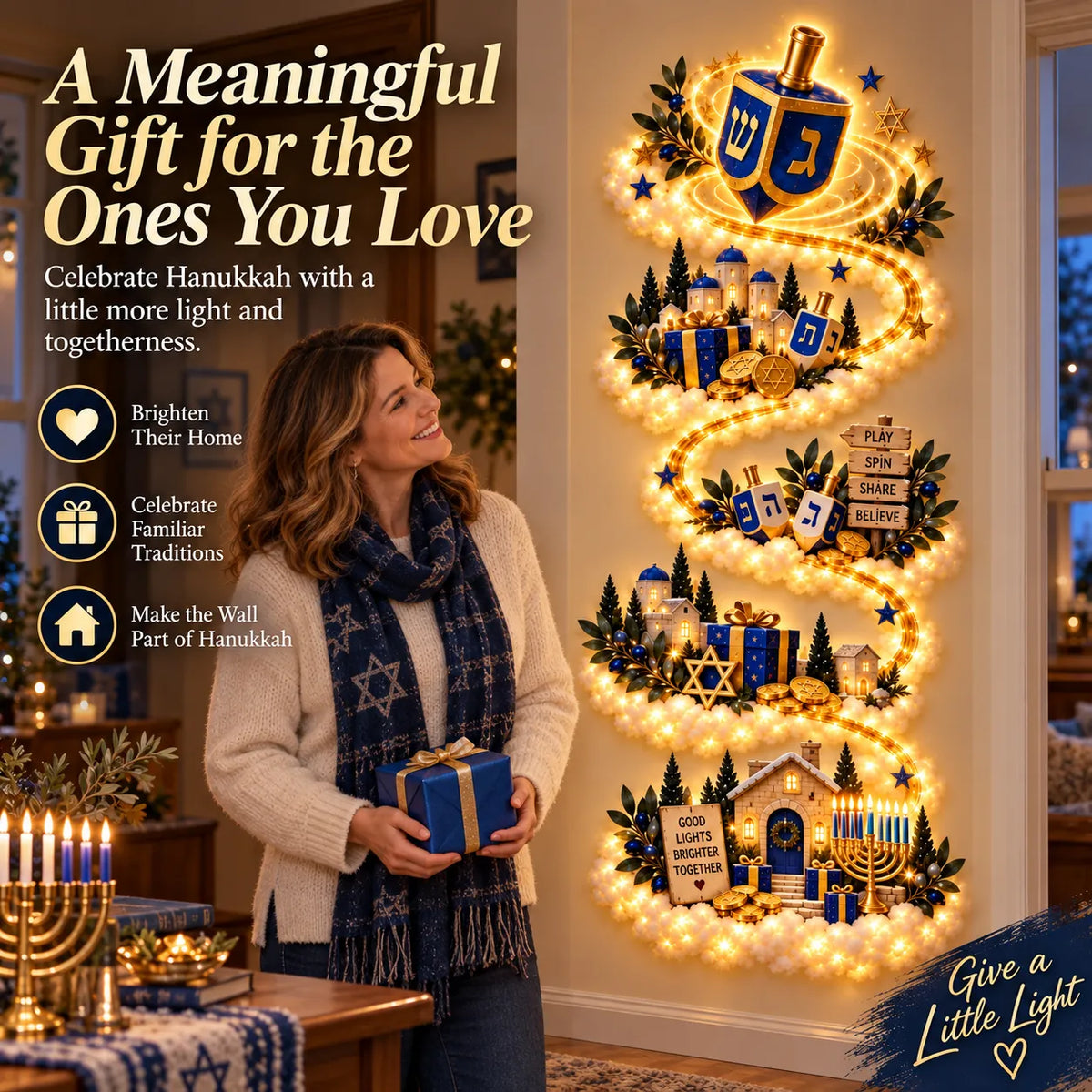 Hanukkah wall decor gift scene