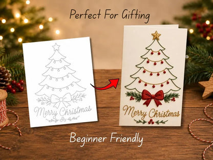 🌲 Christmas Hand Embroidery Card DIY Kit | Stitch Your Way Into the Christmas Spirit ✨ 🎁