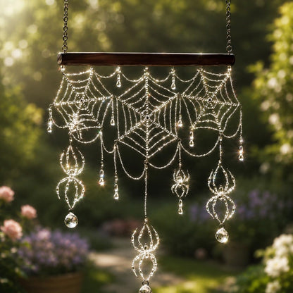 🕷️ Handmade 3D Crystal Spiderweb Suncatcher | Ready-to-Hang Window Decor