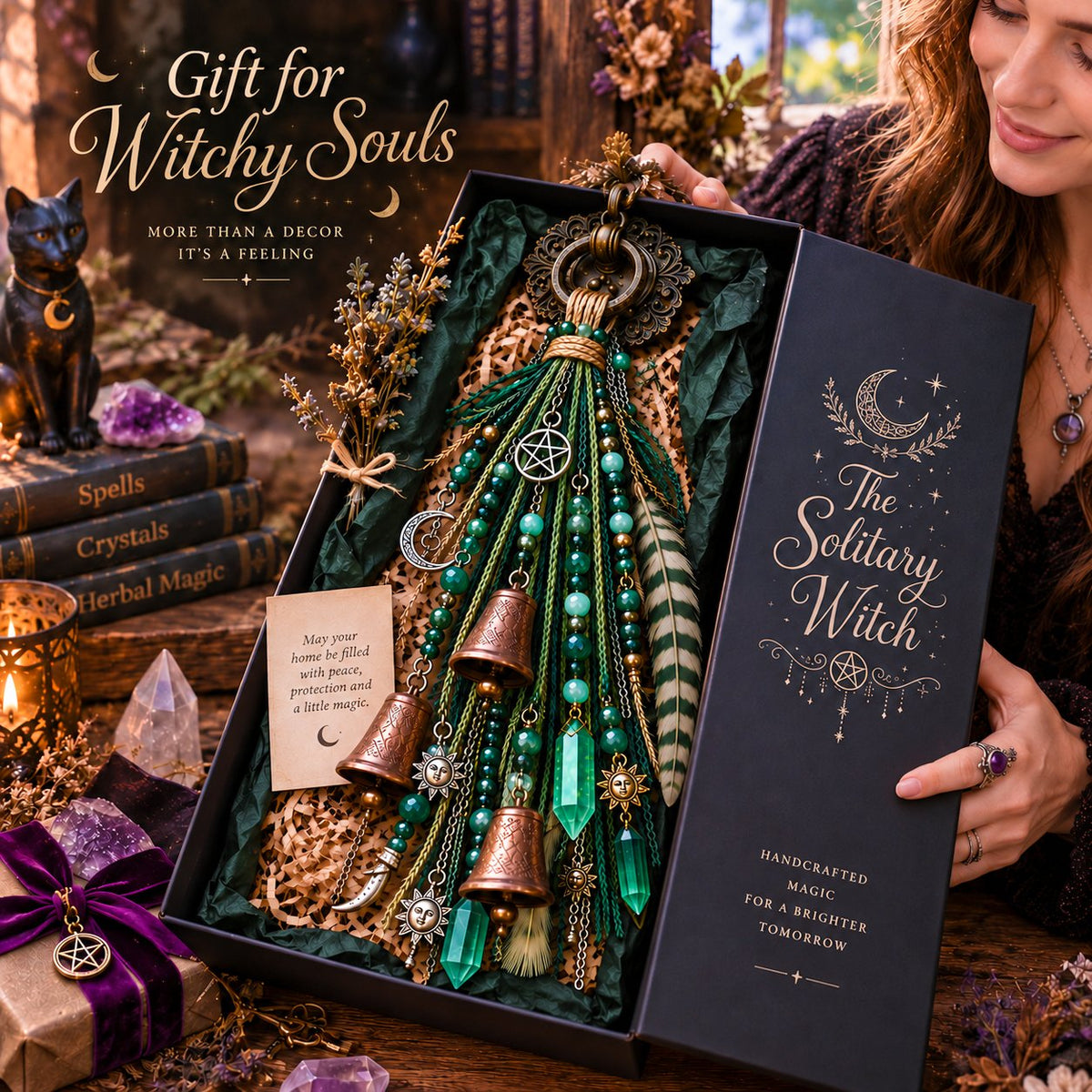 ⭐2026 USA Sale: Up to 50% OFF -🔮Witchy Door Charm - Bells, Crystals & Celestial Hanging Decor