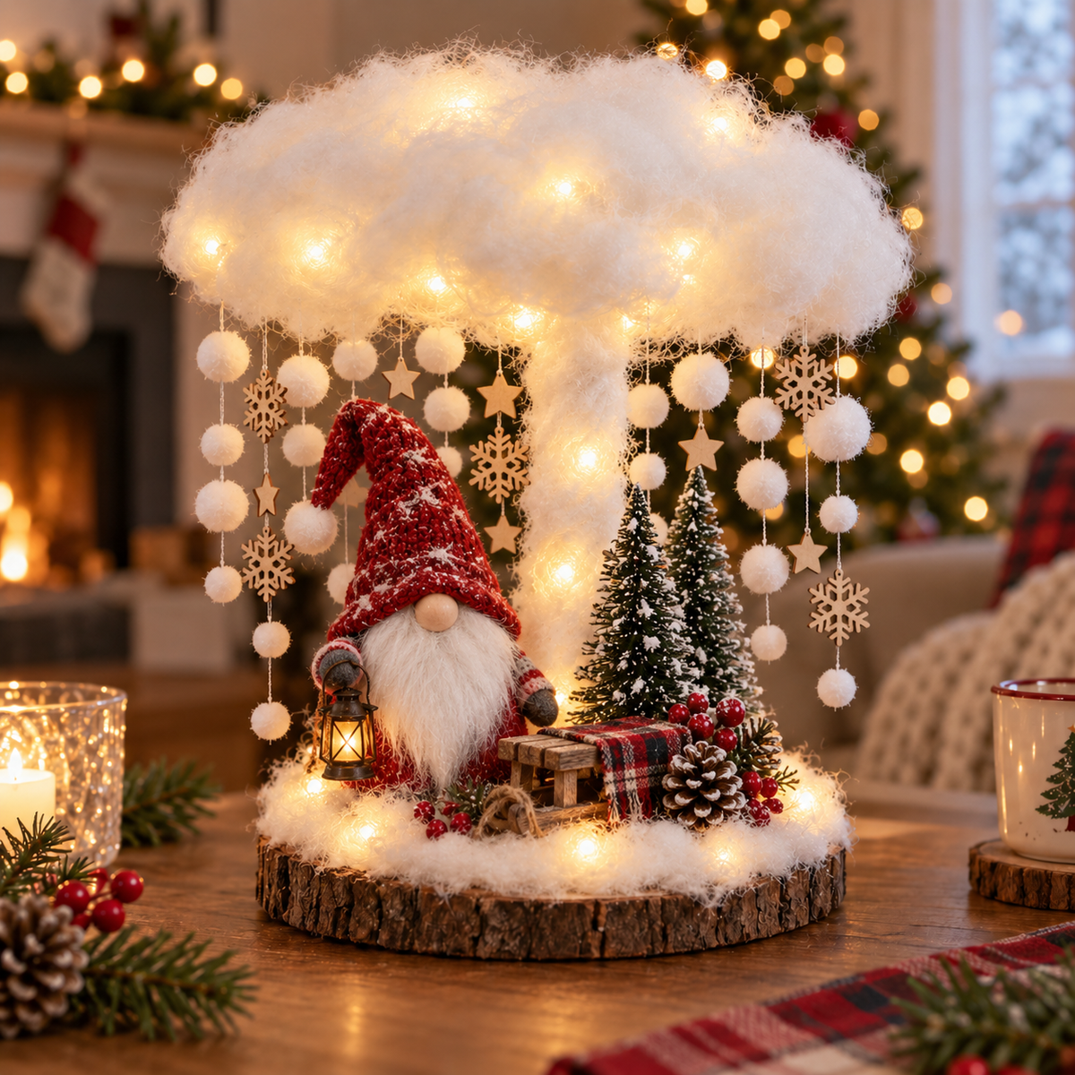 Glowing Winter Cloud Christmas Tabletop Decor