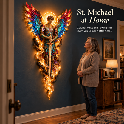 🕊️ Wings of Grace – Illuminated Angel Wall Art ✨