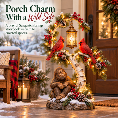 ✨Woodland Wave™ – Lighted Sasquatch & Cardinal Christmas Porch Décor
