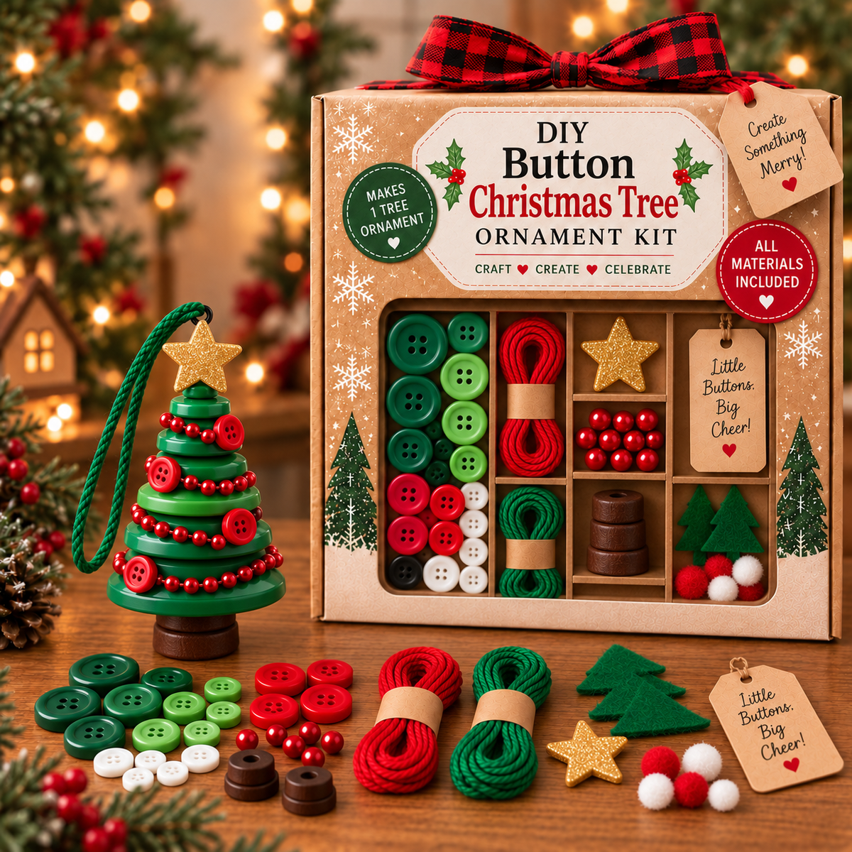 🧘Relaxing & Beginner-Friendly- ☃️DIY Button Snowman Ornament Kit(💕Step-by-Step Guide Included)