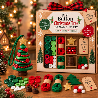 🧘Relaxing & Beginner-Friendly- ☃️DIY Button Snowman Ornament Kit(💕Step-by-Step Guide Included)