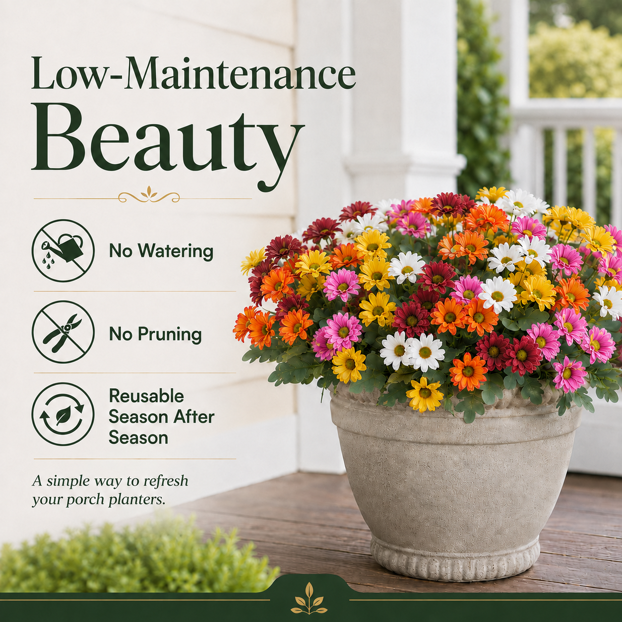Outdoor Faux Mum Flower Bundles