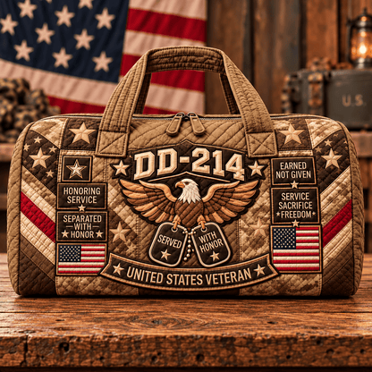 us100% Handmade DD-214 Veteran Honor Quilted Duffel Bag(𝐌𝐢𝐜𝐡𝐚𝐞𝐥 𝐇𝐚𝐫𝐫𝐢𝐬 𝐇𝐚𝐧𝐝𝐦𝐚𝐝𝐞®)