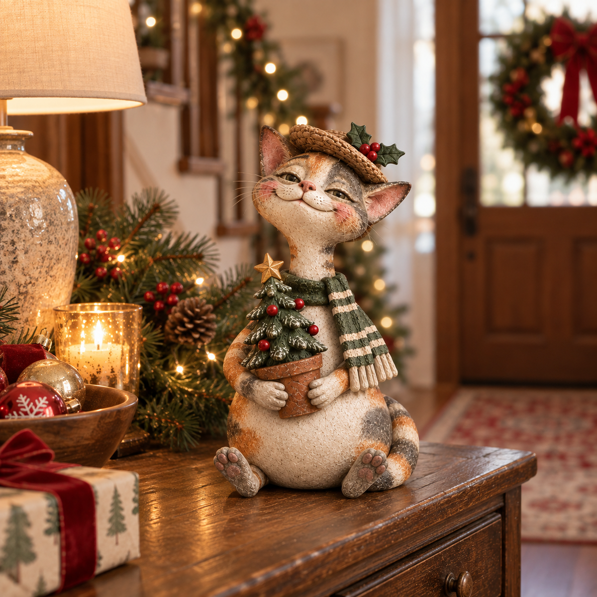 🐱The Christmas Cat Society™ – Whimsical Hand-Painted Holiday Cat Figurine Collection
