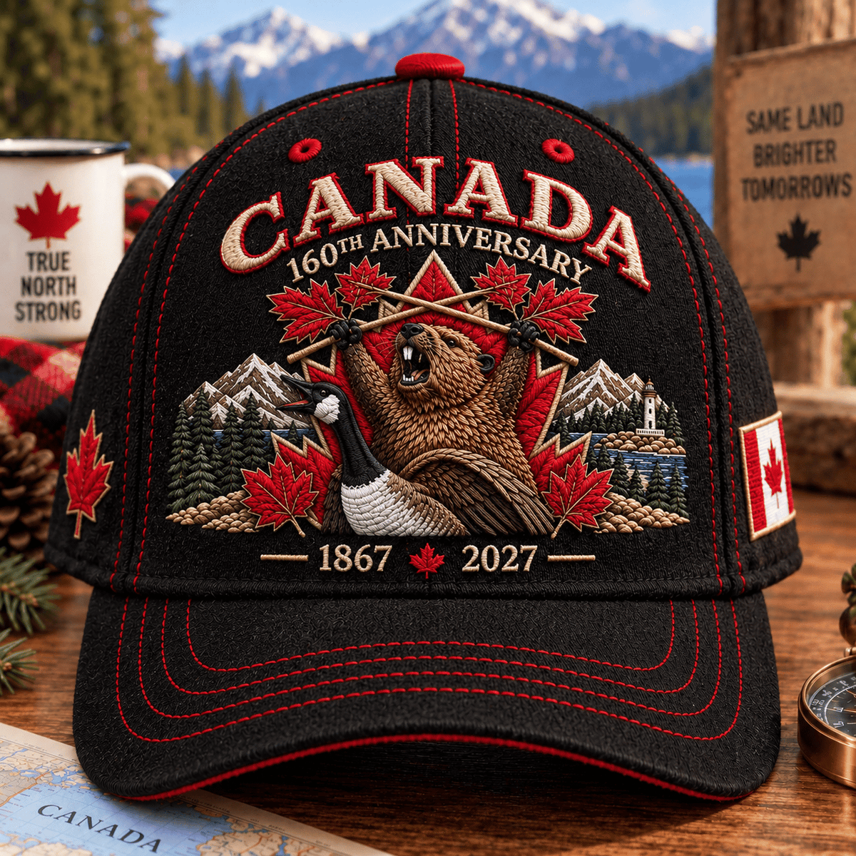 🔥😍Canada 160th Anniversary 1867–2027 – Heritage Embroidered Cap🍁