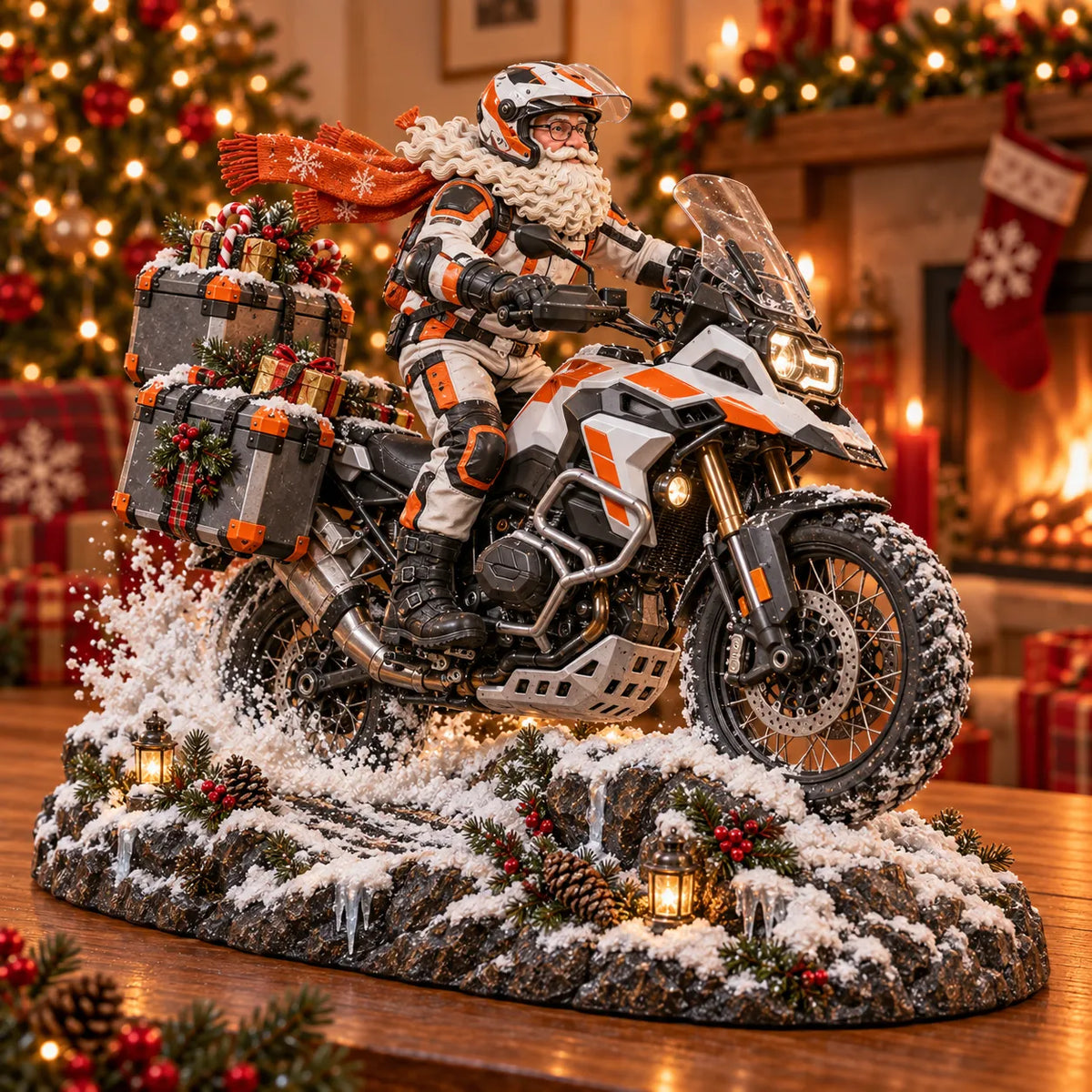 🔥😍Festive Santa Rider – Holiday Motorcycle Keepsake🏍️🎅