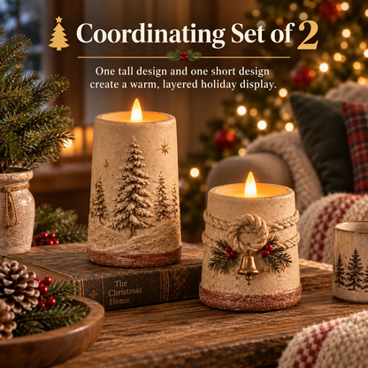 Vintage Christmas Flameless LED Candle Set