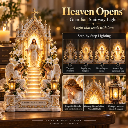 ✨ Heaven Opens™ – Step-by-Step Illuminated Jesus Stairway | Faith, Hope & Love