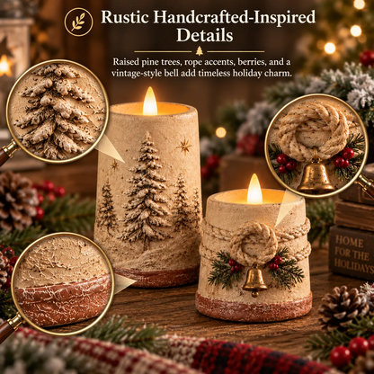Vintage Christmas Flameless LED Candle Set