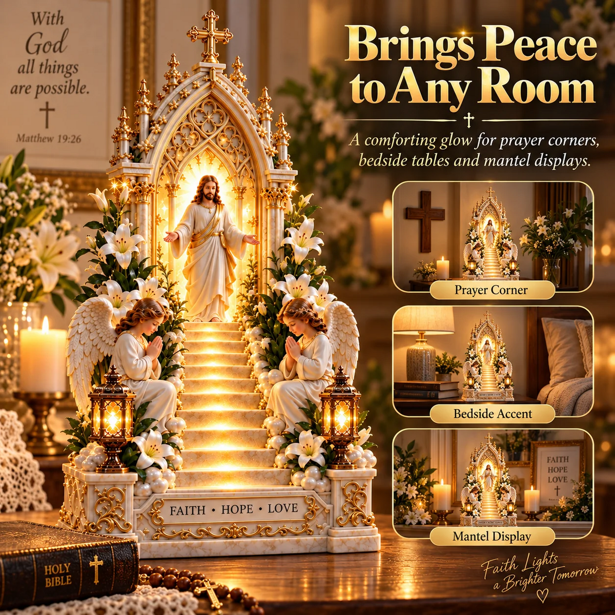 ✨ Heaven Opens™ – Step-by-Step Illuminated Jesus Stairway | Faith, Hope & Love