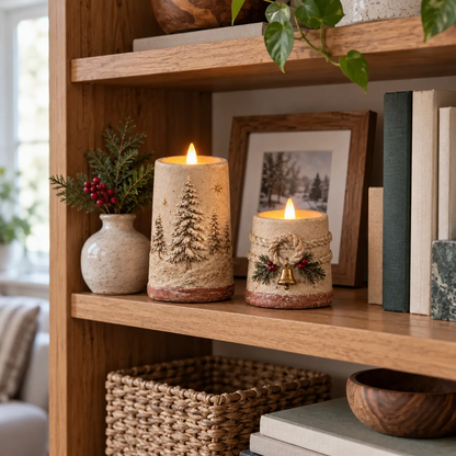 Vintage Christmas Flameless LED Candle Set