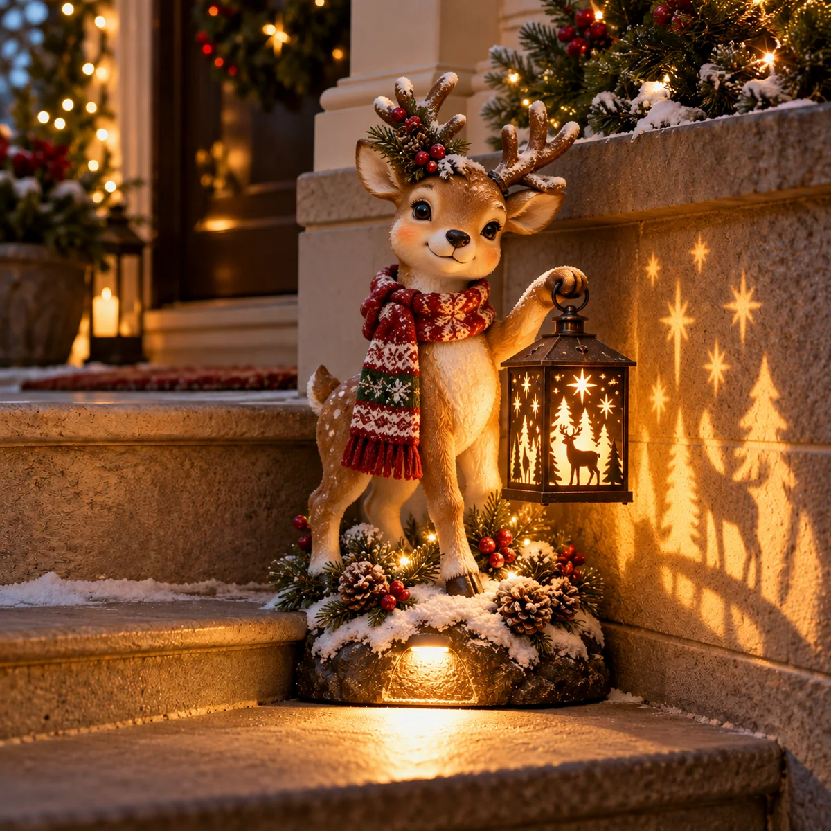 ⛄ Last Day 49% Snowman Nativity Glow™✨ – Solar Christmas Step Light with Holy Family Projection