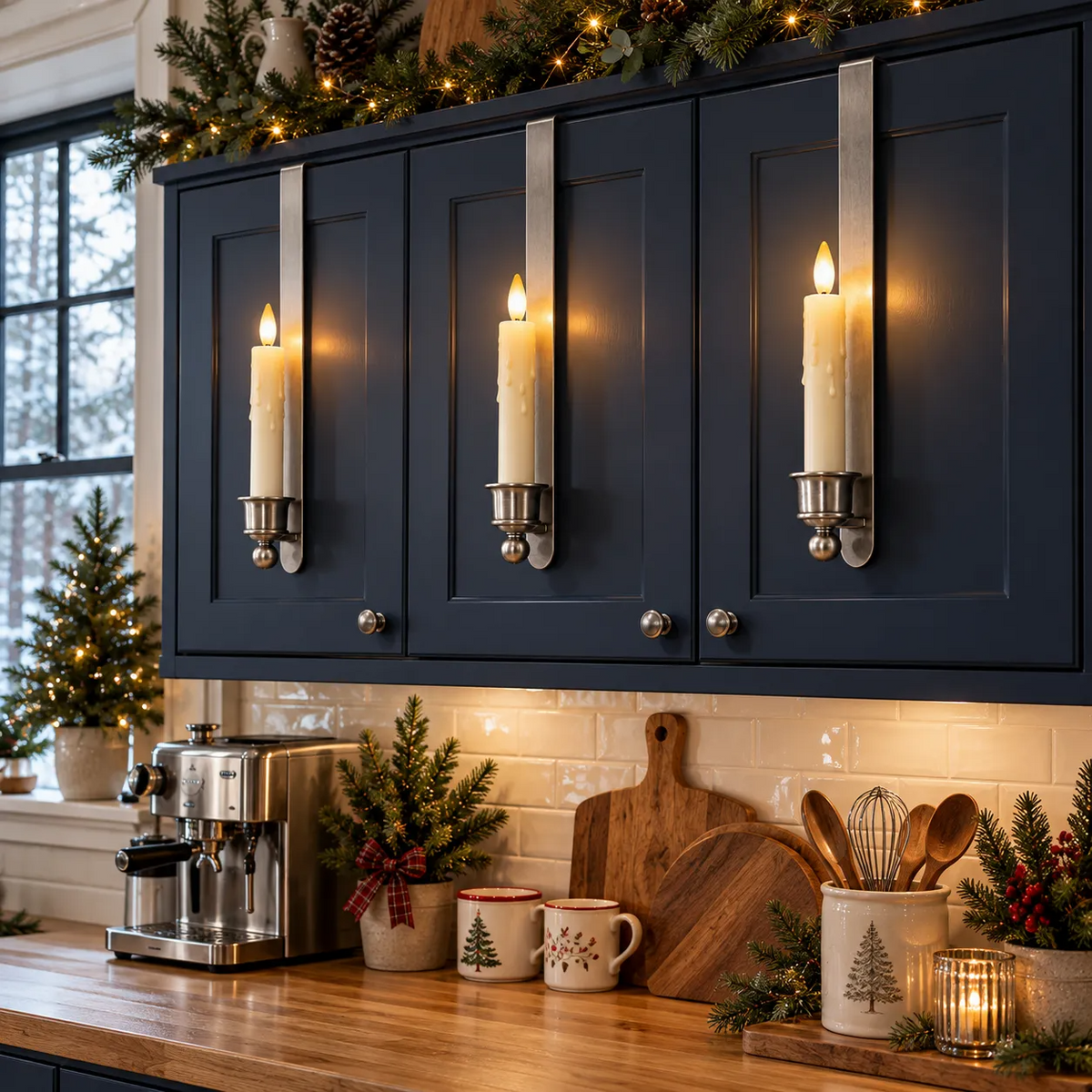 3-Pack Vintage Brass Cabinet Candles with Remote