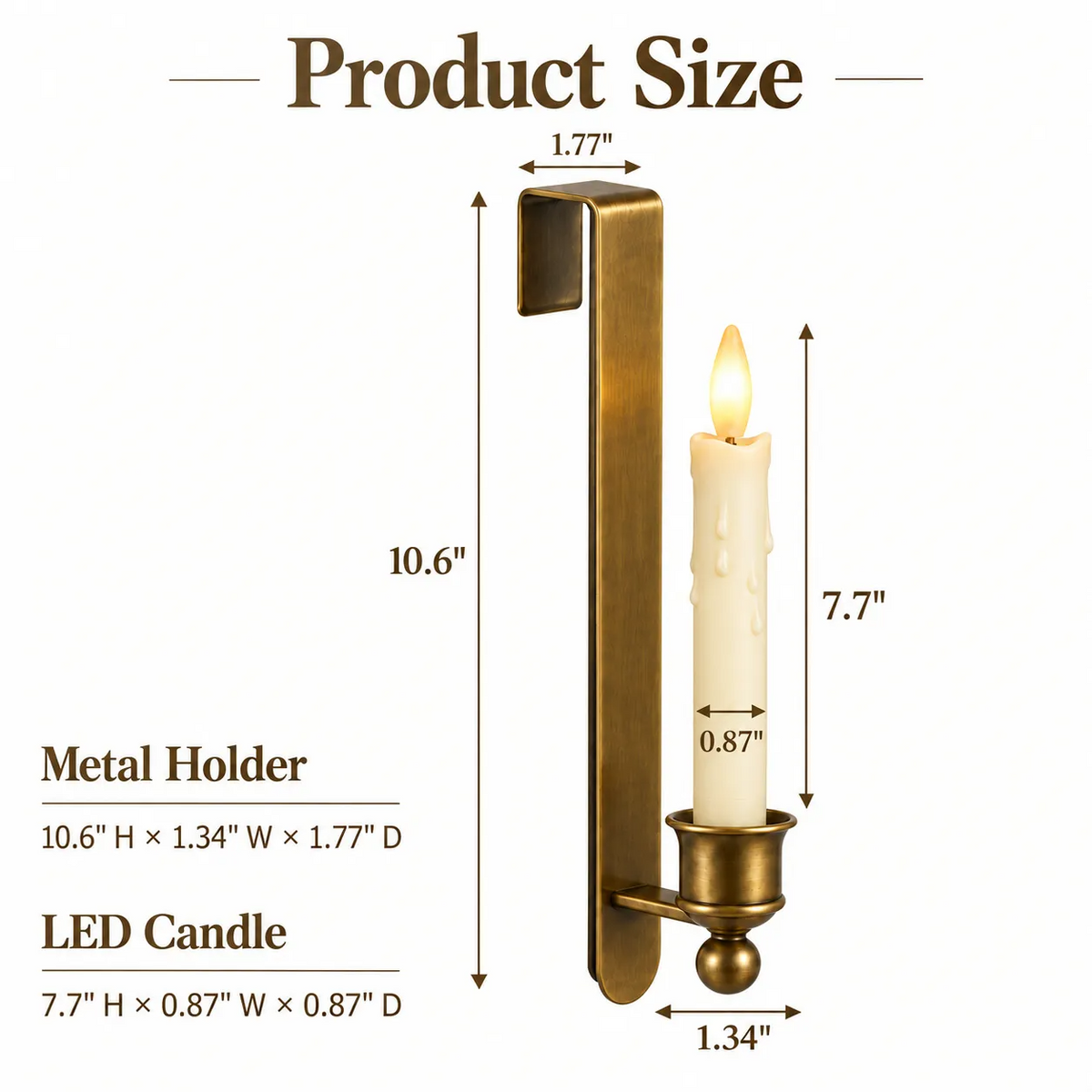 3-Pack Vintage Brass Cabinet Candles with Remote