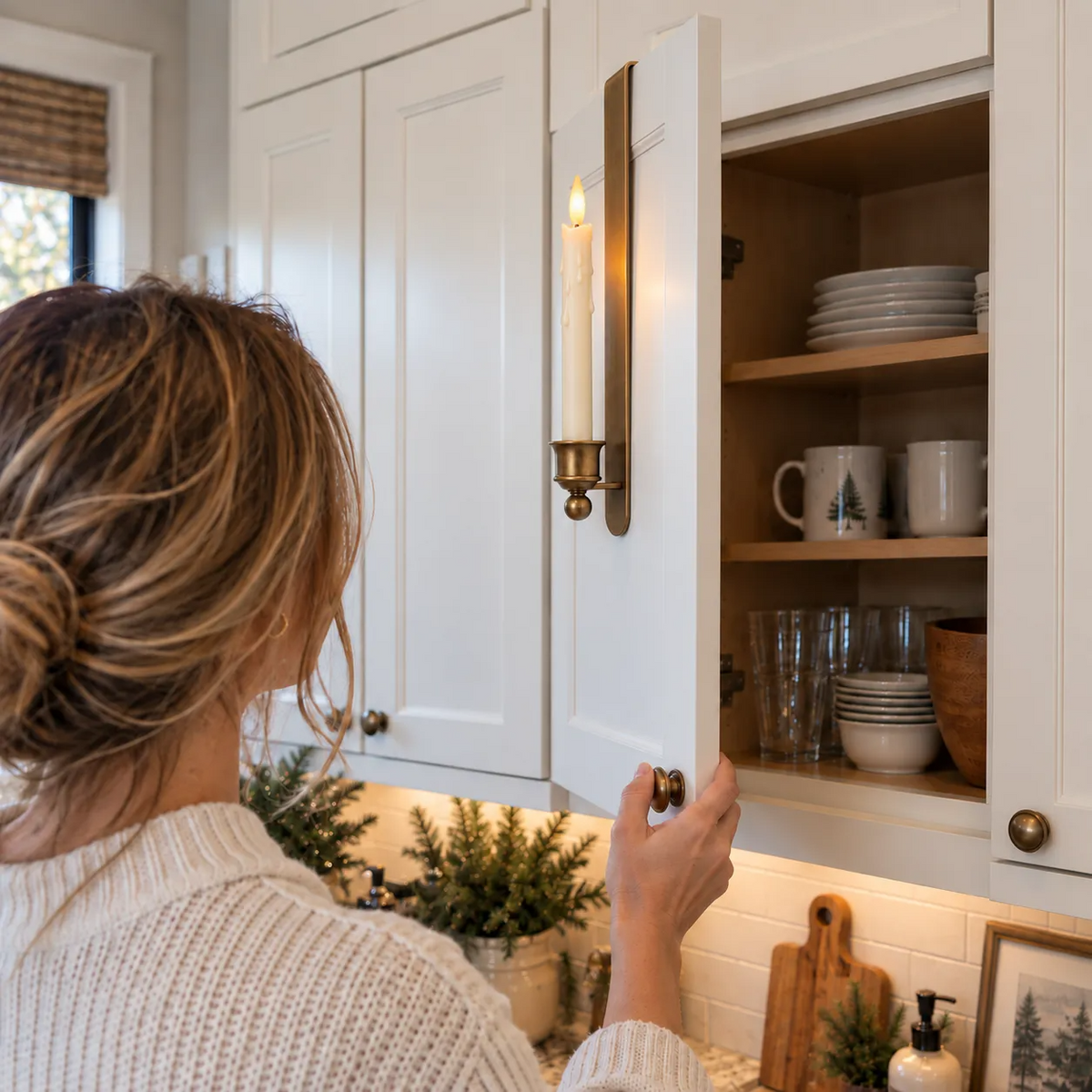 Over door cabinet candle hanger