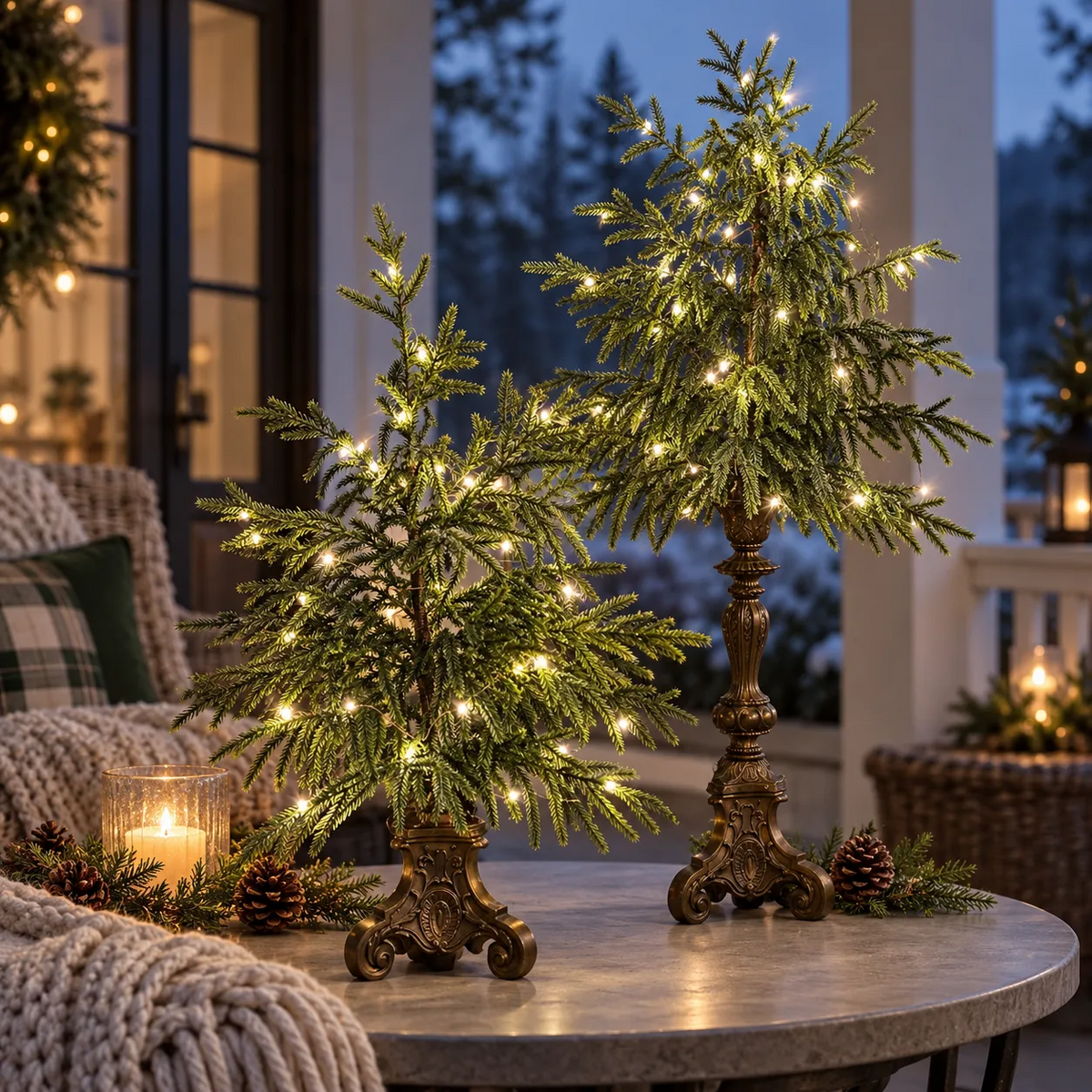 Vintage Lighted Norfolk Pine Trees