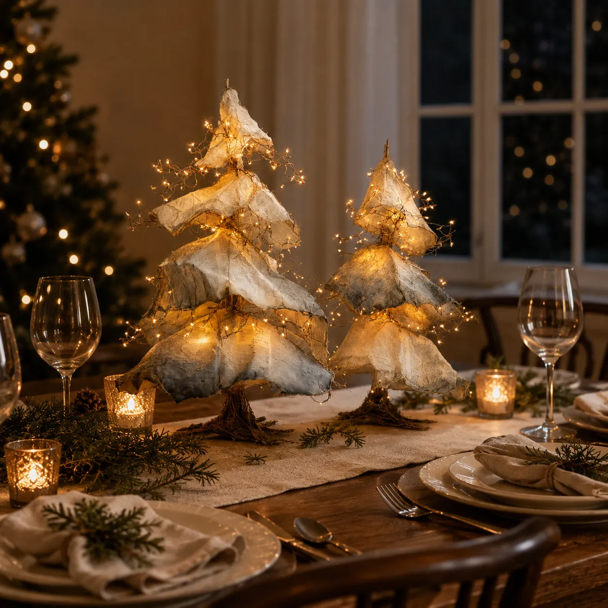 Windswept Winter Trees – Lighted Sculptural Tree Set