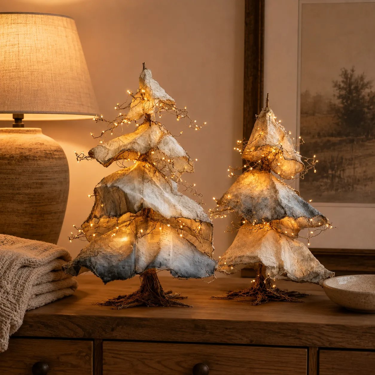 Windswept Winter Trees – Lighted Sculptural Tree Set