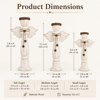 Vintage Wooden Angel Trio Figurines
