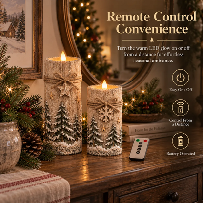 Vintage Christmas Flameless LED Candle Set