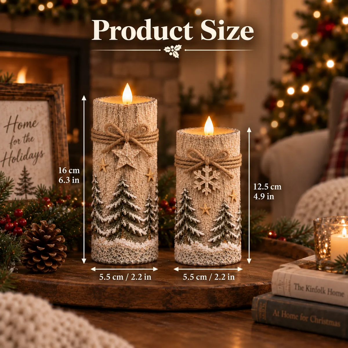 Vintage Christmas Flameless LED Candle Set