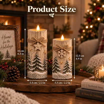 Vintage Christmas Flameless LED Candle Set