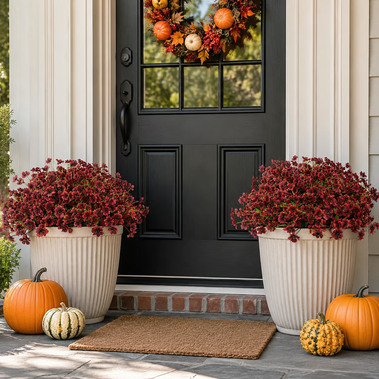 Artificial  Fall Flowers Faux Mums for Outdoor Planters
