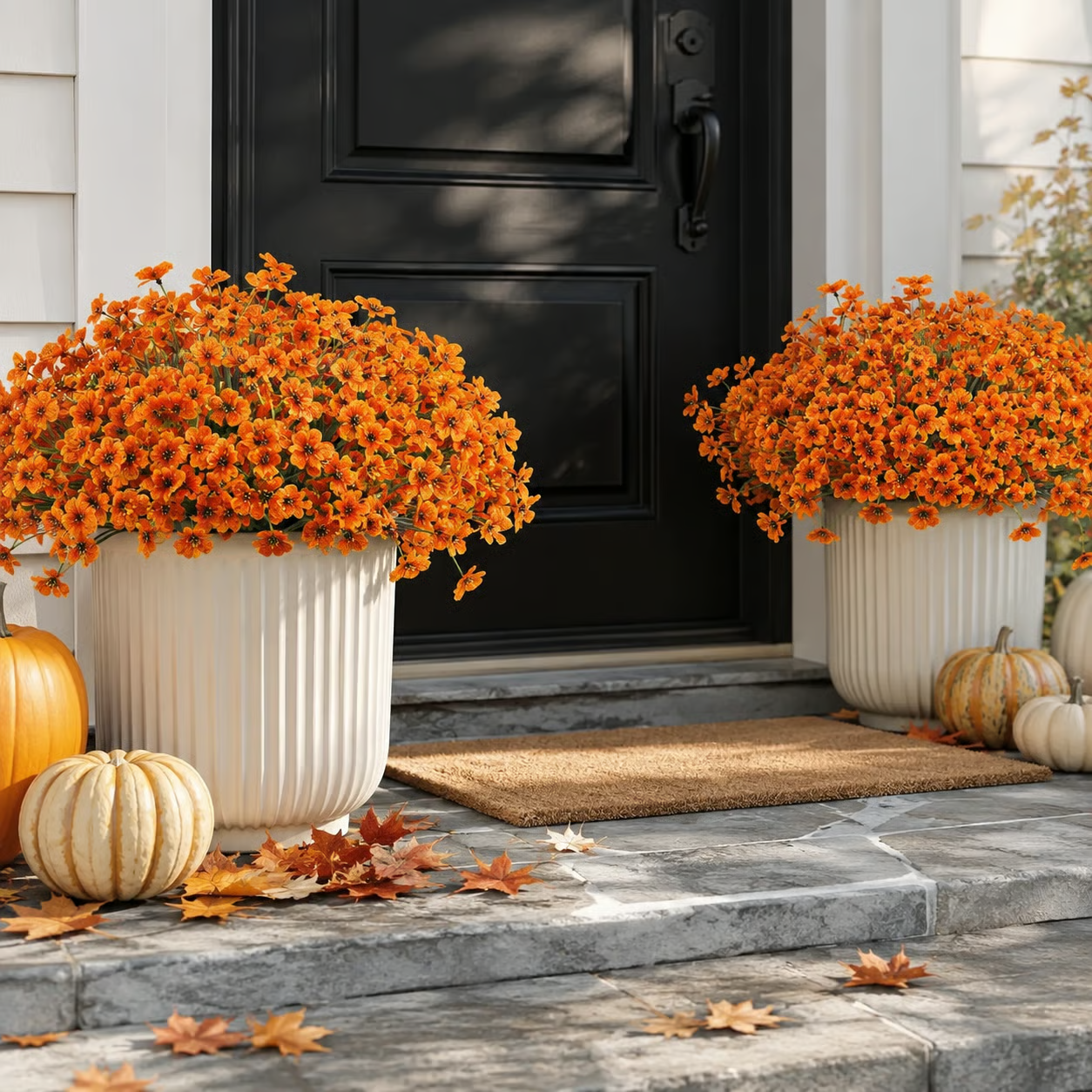 Artificial  Fall Flowers Faux Mums for Outdoor Planters