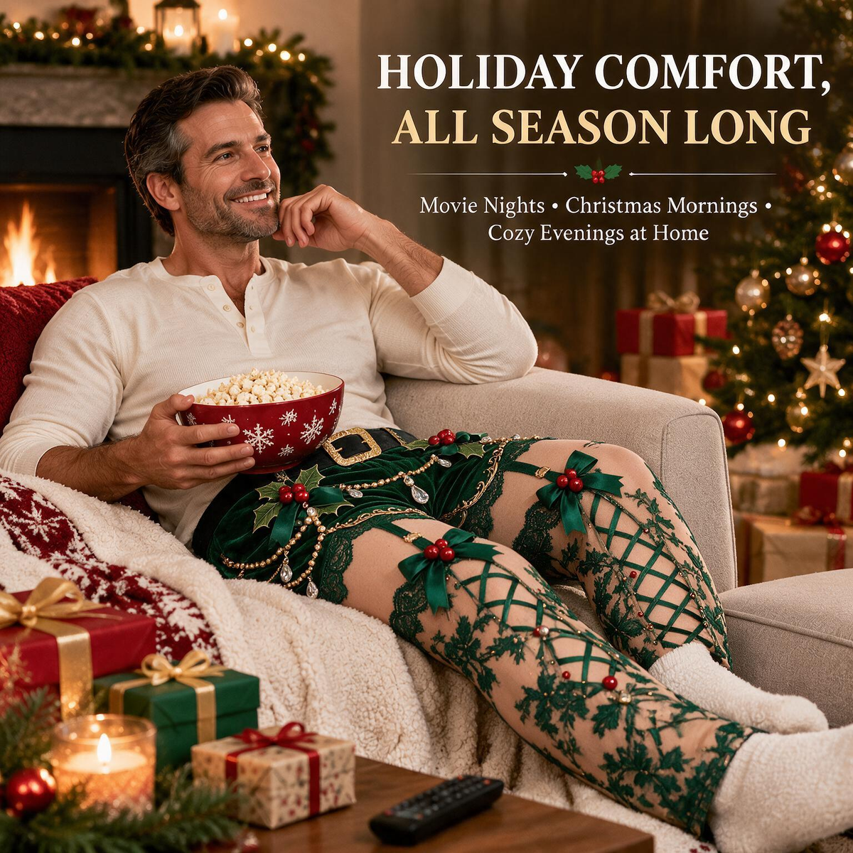 🎅Funny Christmas Pajama Pants – Fake Underwear Optical Illusion