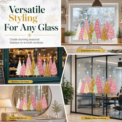 🔥😍Holiday Cheer Window Clings✨3-Piece Reusable Christmas Decor Set