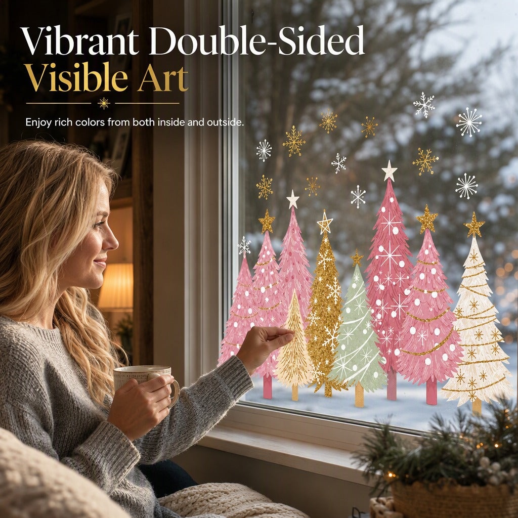 🔥😍Holiday Cheer Window Clings✨3-Piece Reusable Christmas Decor Set