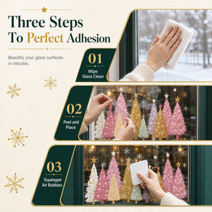 🔥😍Holiday Cheer Window Clings✨3-Piece Reusable Christmas Decor Set
