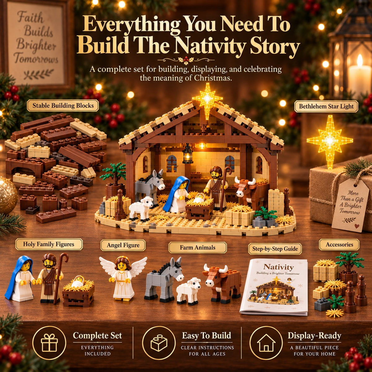 Contents included with the Holy Night Nativity building set