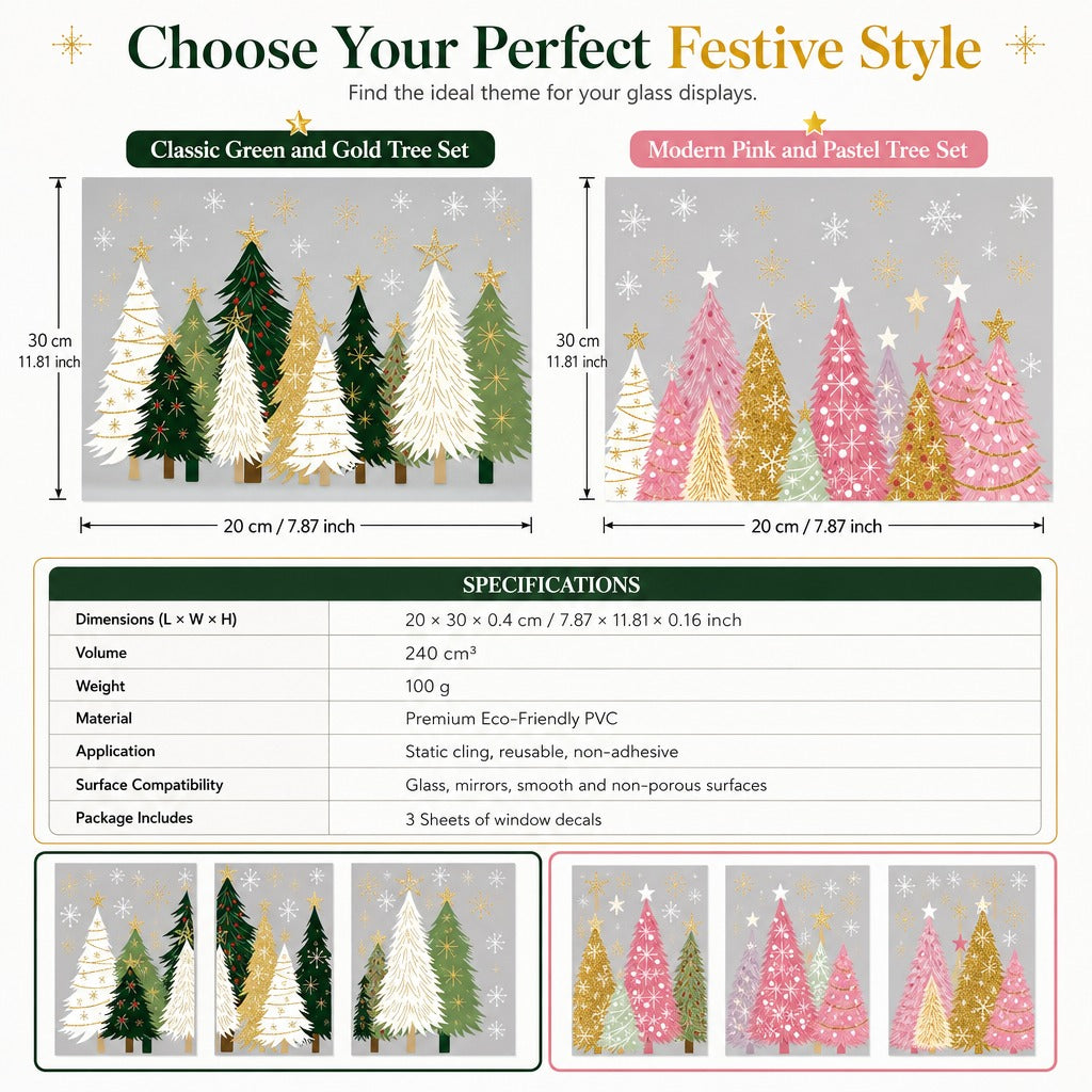 🔥😍Holiday Cheer Window Clings✨3-Piece Reusable Christmas Decor Set