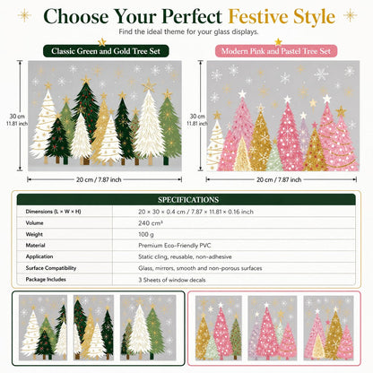 🔥😍Holiday Cheer Window Clings✨3-Piece Reusable Christmas Decor Set