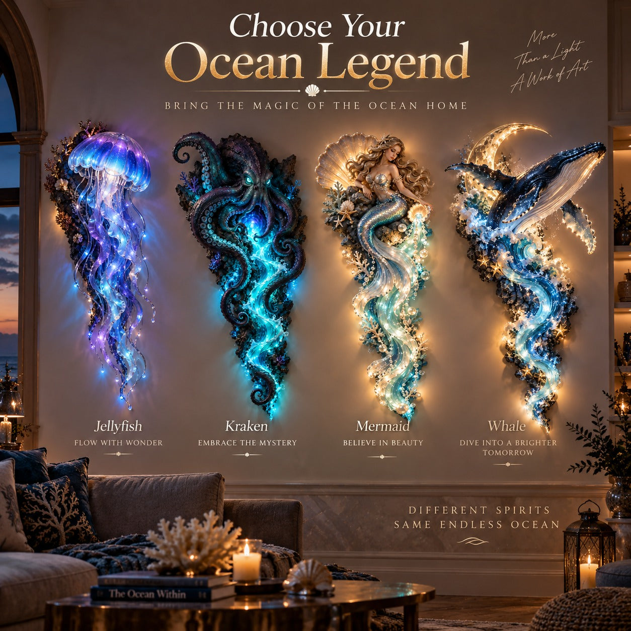 Enchanted Ocean Legends illuminated wall decor collection