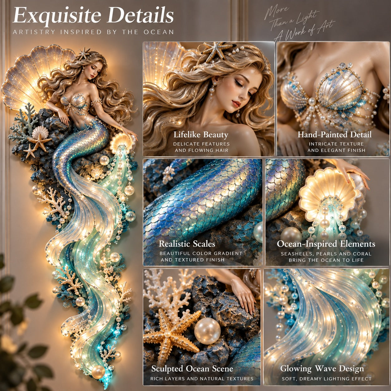 Mermaid sculptural details