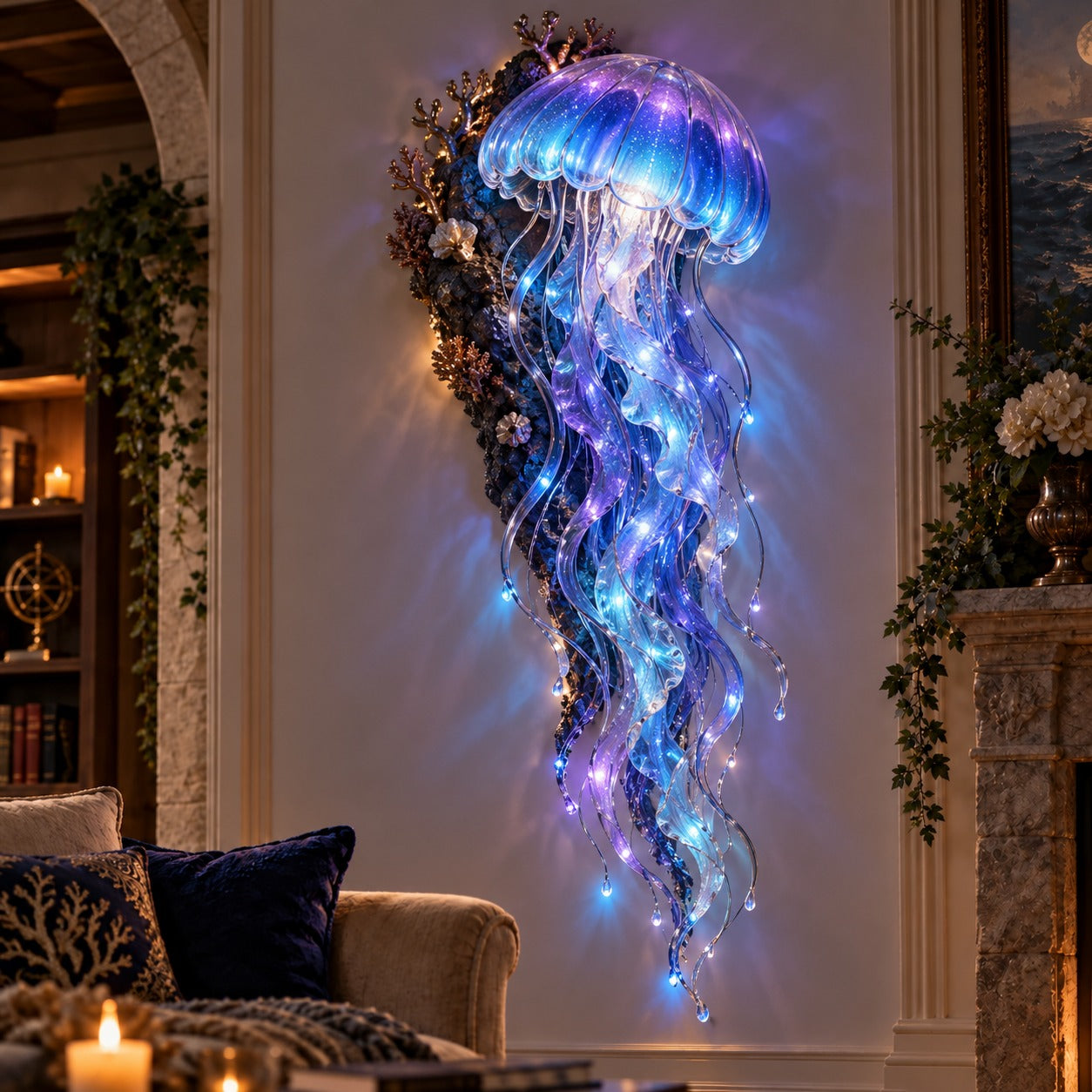 Jellyfish illuminated wall decor