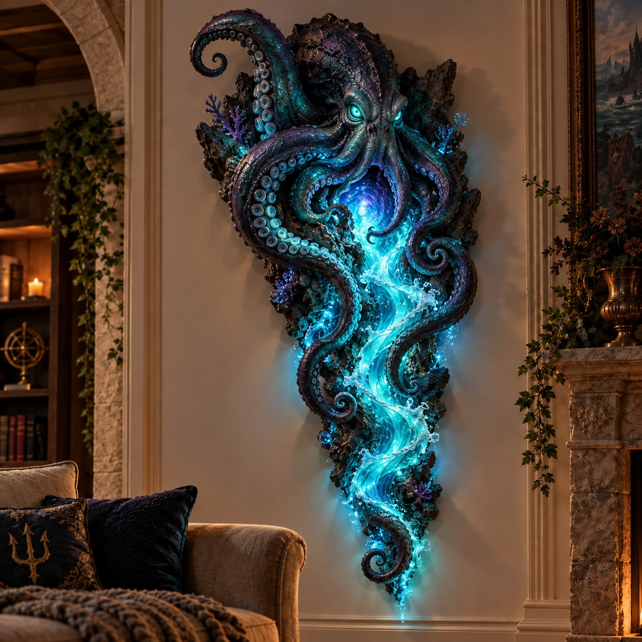 Kraken illuminated wall decor